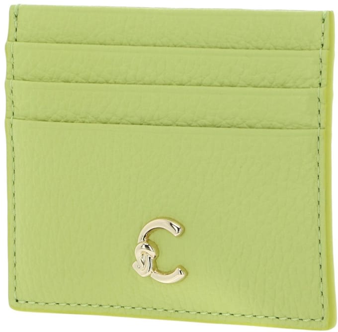 COCCINELLE Leren kaarthouder C-Me Document Holder Grained Leather Green Glow Lichtgroen