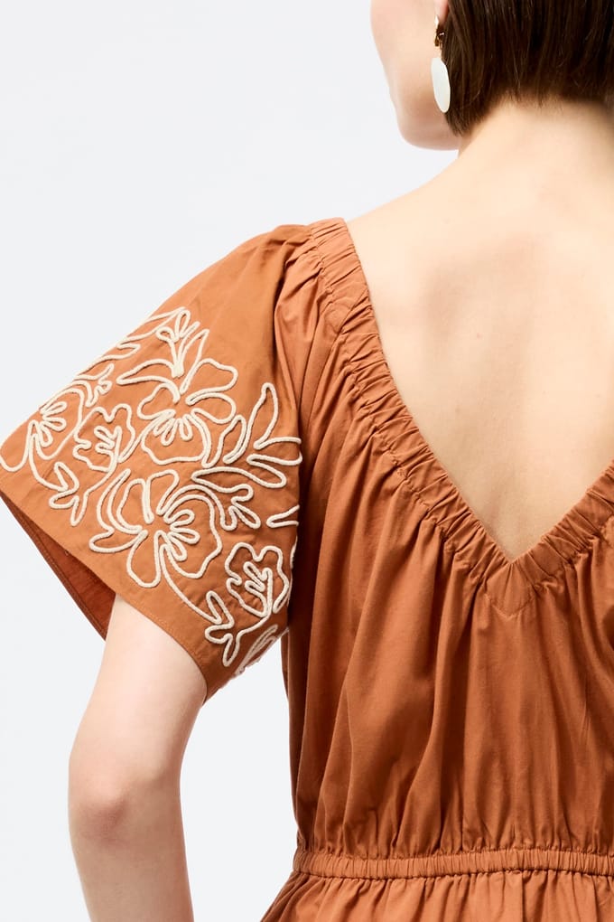 French Connection Cambria Cotton Embroidered Drs Coffee Brown Größe: 6 | Midikleider Outlet | Damen | Braun
