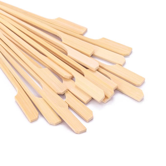 100 PIÈCES Brochettes de Barbecue en Bambou Jetables Bâton de Bambou Brochettes Pagaie pour Barbecue beige