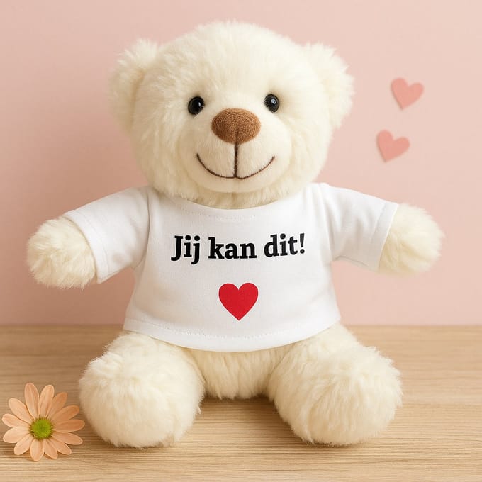 Knuffel beertje- Jij kan dit!- Small- Créme