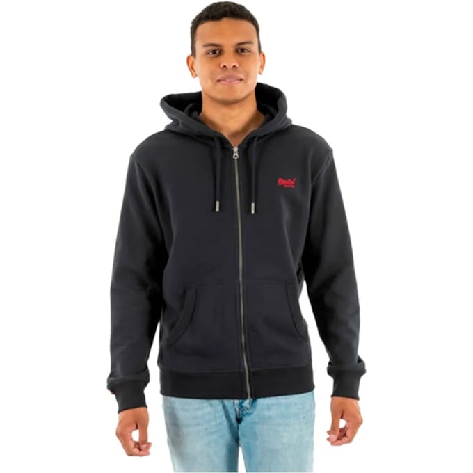Superdry ESSENTIAL LOGO ZIP HOODIE HB Heren Trui - Eclipse Navy/Red