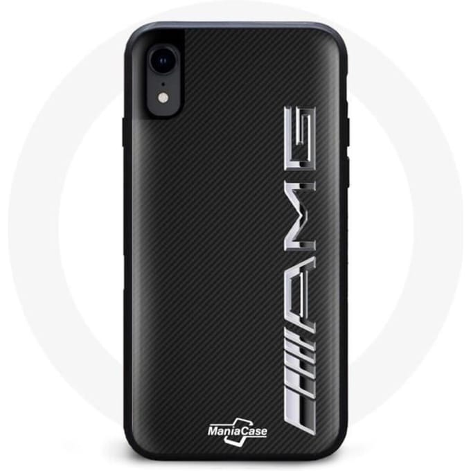 Coque de téléphone - AMG - Iphone X - Carbone - Logo - Protection contre les chocs noir