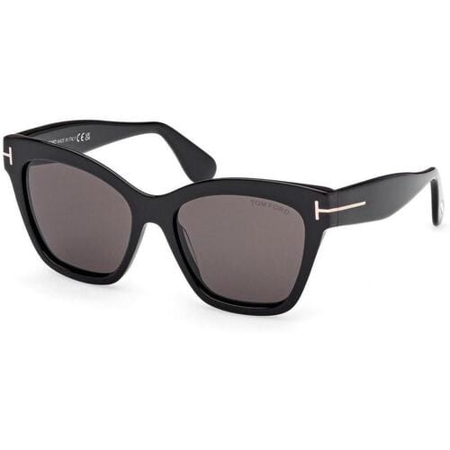 Tom Ford Elvira FT1217 01A glanzend zwartgrijs met lichte spiegel zonnebril