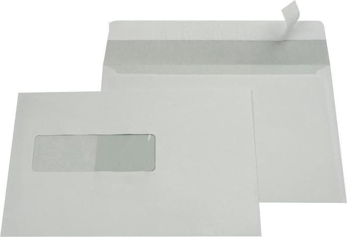 Gallery enveloppen formaat 156 x 220 mm venster links stripsluiting binnenzijde grijs 500 stuks