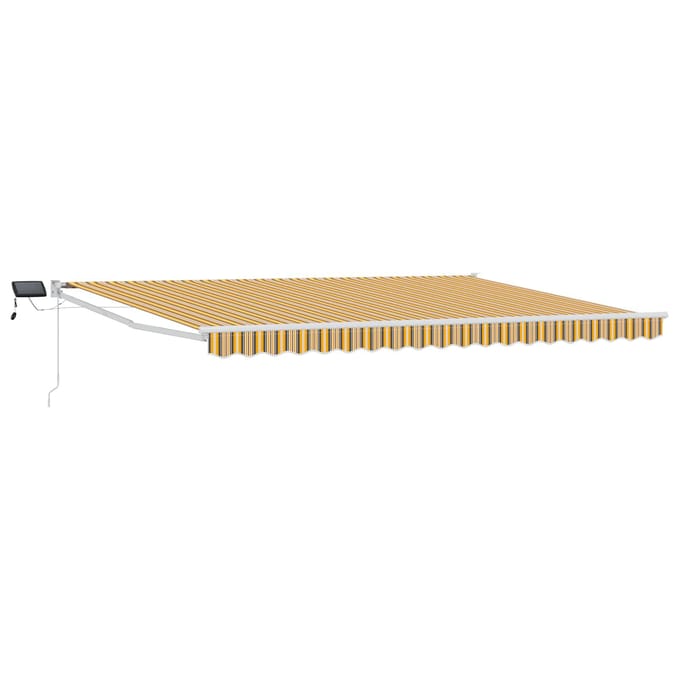 vidaXL - Handbediende - luifel - met - LED's - Geel, - Grijs - en - Wit - 4 - × - 3 - m
