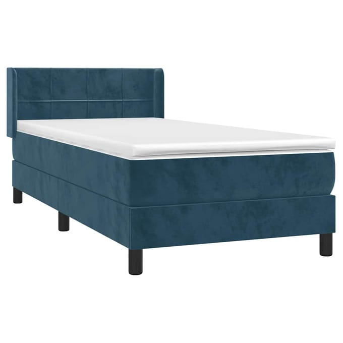 vidaXL - Boxspring - met - matras - fluweel - donkerblauw - 90x200 - cm