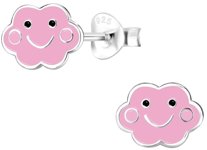 Joy|S - Zilveren roze wolk oorbellen