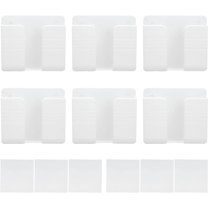 6 stuks Wandmontage Telefoonhouder Universele Zelfklevende Mobiele Telefoon Oplaadstandaard voor Thuis Slaapkamer wit