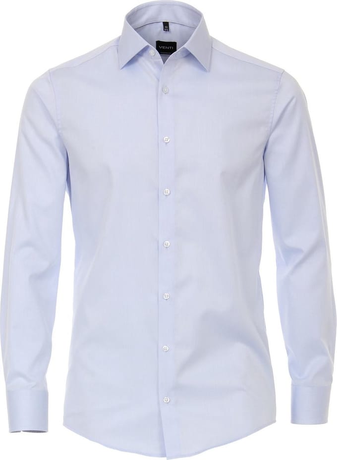 VENTI modern fit overhemd - mouwlengte 72 cm - twill - blauw - Strijkvriendelijk - Boordmaat: 41