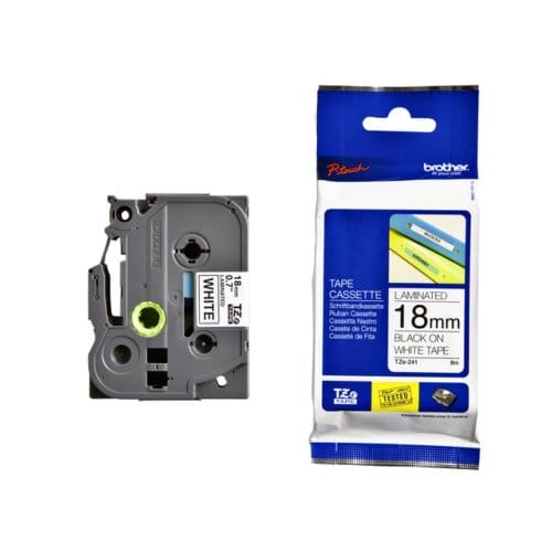 Labeltape brother p-touch tze-241 standaard 18mm Zwart op wit
