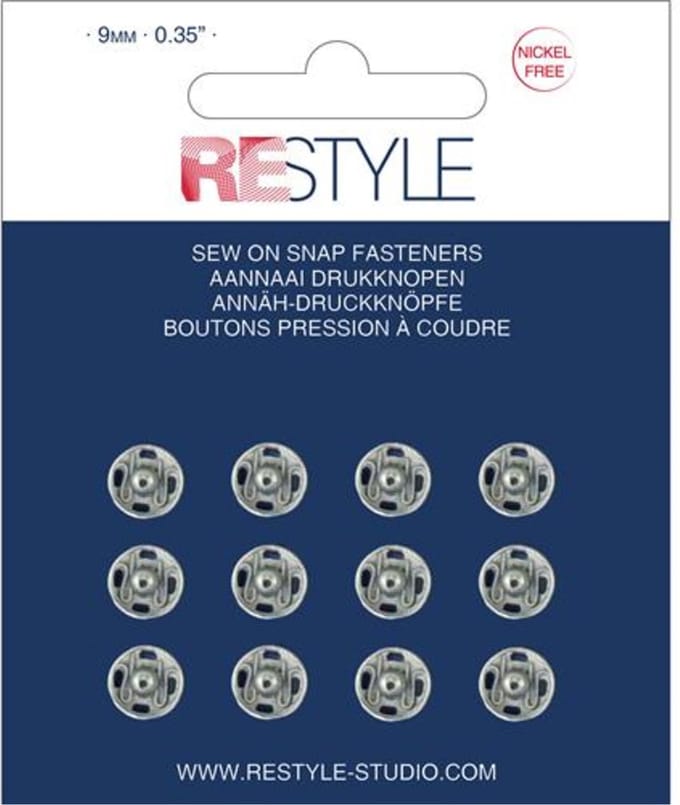 ReStyle 015.12002 Aannaaidrukknopen 9 mm zilver nikkelvrij, 12 stuks