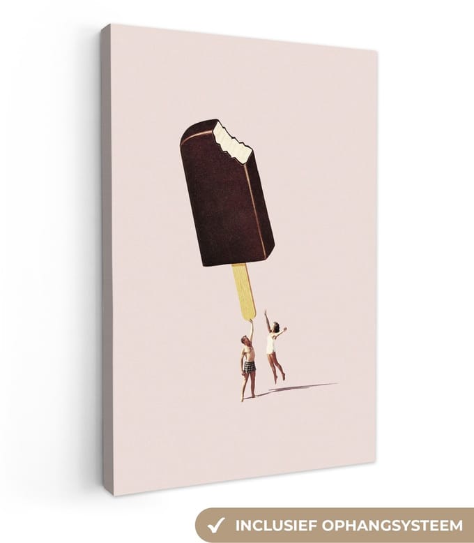 Canvas - Abstract - IJs - Chocolade - Mensen - Abstracte - 40x60 cm - Canvasdoek - Schilderijen op canvas