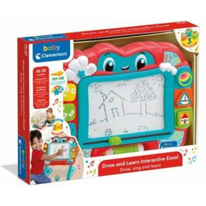 Clementoni - Baby - Interactive schildersezel - Met uitwisbaar scherm - licht en geluid - vanaf 18 maanden