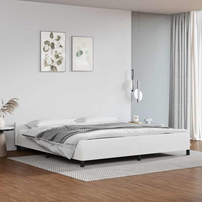 vidaXL - Bedframe - met - hoofdeinde - zonder - matras - 200x200 - cm - wit