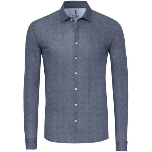 Desoto Overhemd Solid Color Oxford Look Navy / male