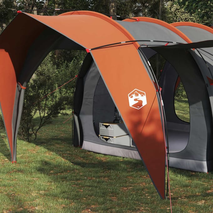 vidaXL - Tunneltent - 4-persoons - Grijs - en - Oranje