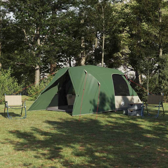 vidaXL Dome Tent 4-Person met dak met opslag Groen 455 x 252 x 178 cm