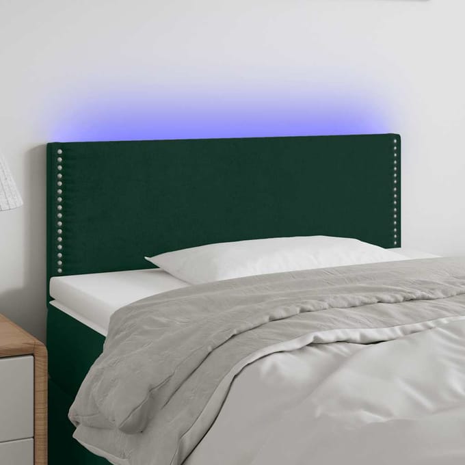 vidaXL - Hoofdbord - LED - 80x5x78/88 - cm - fluweel - donkergroen