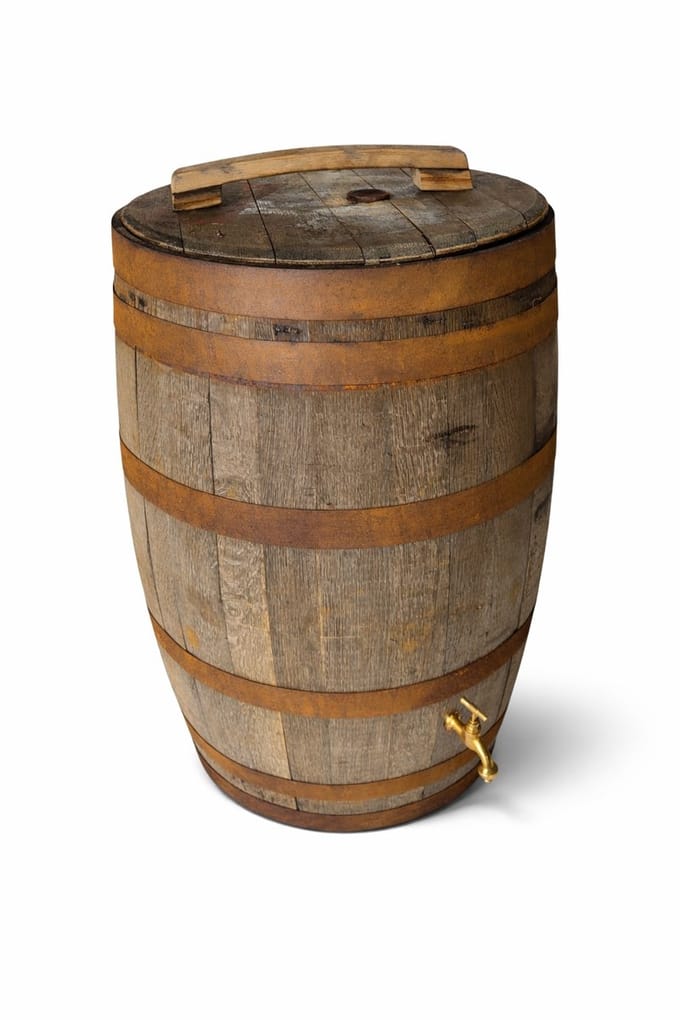 Houten Regenton met waterkraan en deksel - 190 liter