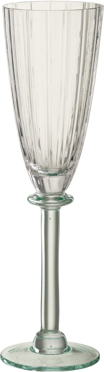 J-Line champagneglas Gestreept - glas - transparant/groen - doos van 6