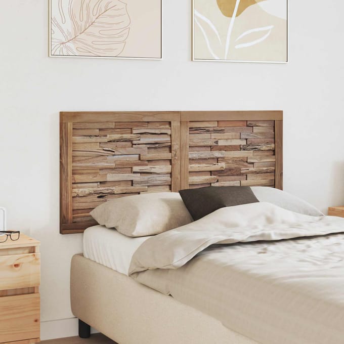 vidaXL - Bed - Hoofdbord - Naturel - Massief - Teakhout