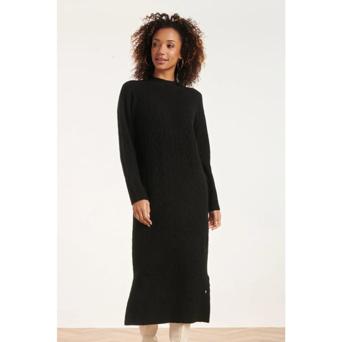 Smashed Lemon 24631 e gebreide midi jurk met kabelstructuur |