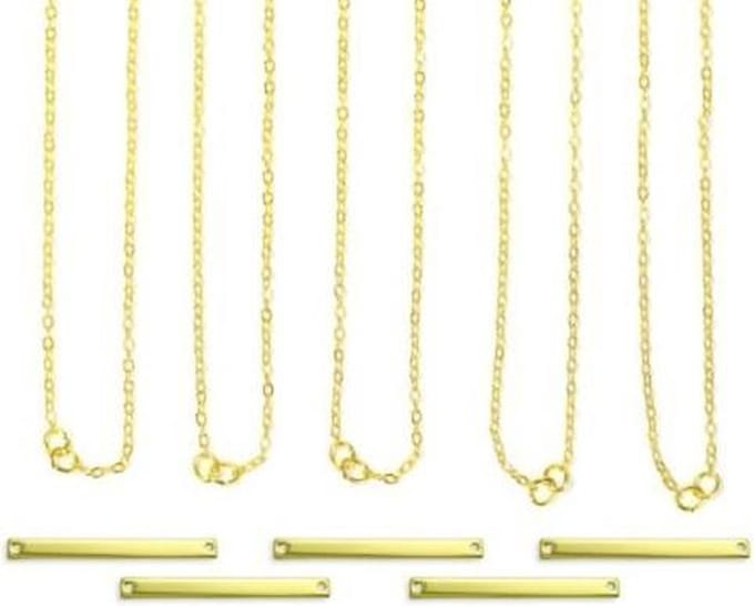Halskettingset | grote rechthoek | goudkleurig | 5 stuks