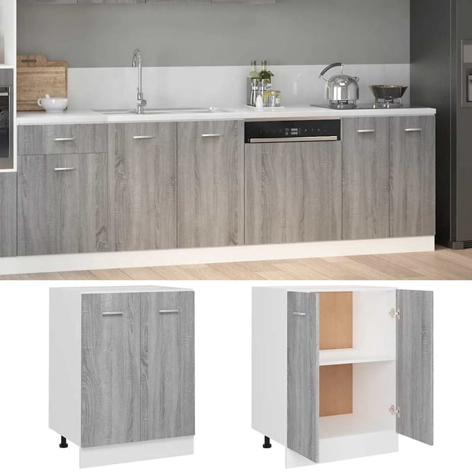 vidaXL - Onderkast - Lyon - 60x46x81,5 - cm - grijs - sonoma - eikenkleurig