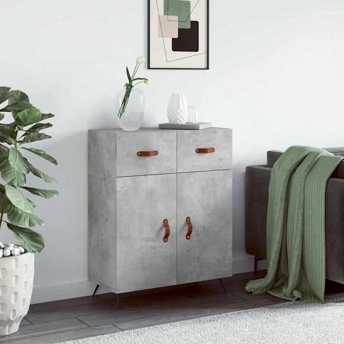 vidaXL - Dressoir - 69,5x34x90 - cm - bewerkt - hout - betongrijs