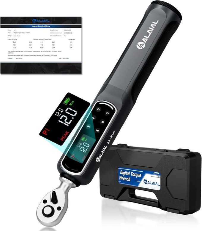 Digitale Momentsleutel 0,2-12 Nm met LED, Zoemer en Trillingen