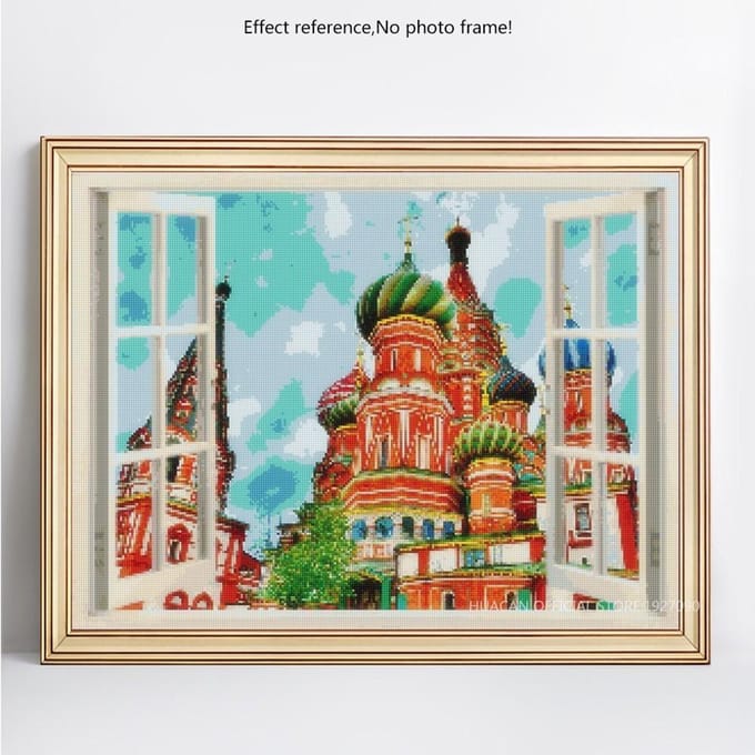 Peinture diamant thème église de moscou 5D, broderie complète 5D, paysage, image en strass, vente 20X30 blue