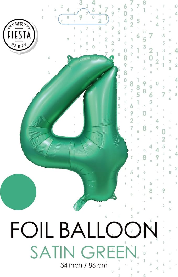 folieballon cijfer 4 mat groen metallic