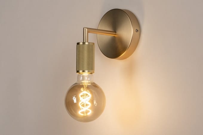 Lumidora Wandlamp 74315 - Voor binnen - WILLEMS - E27 - Goud - Messing (kleur) - Metaal