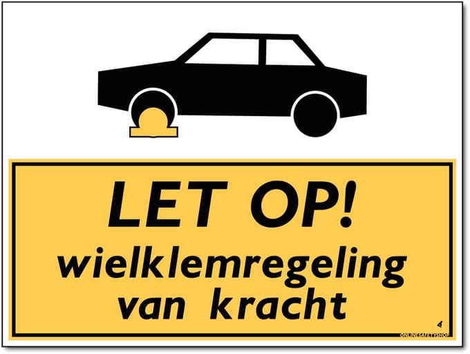Wielklemregeling bord - Let op! - Forex - 30 x 40 cm - Weerbestendig