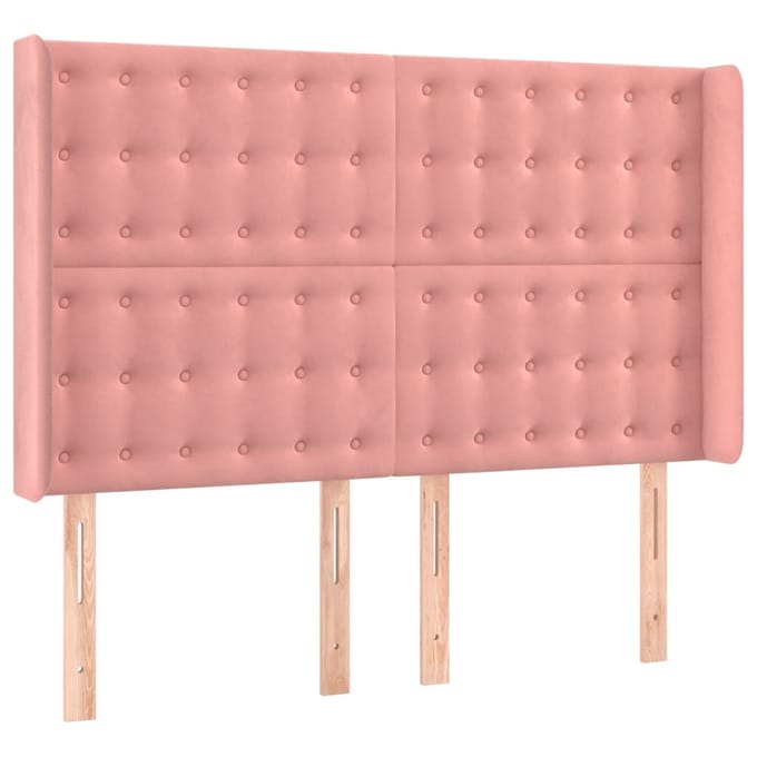 vidaXL - Hoofdbord - LED - 147x16x118/128 - cm - fluweel - roze