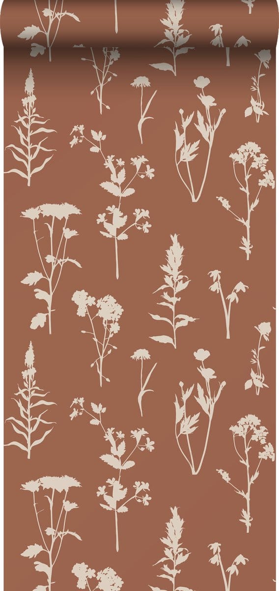 ESTAhome behang veldbloemen terracotta - 53 cm x 10.05 m - 139396