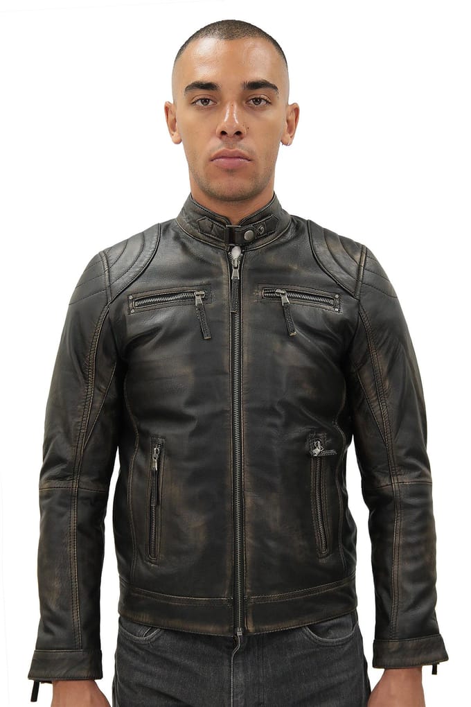 Heren Moto lederen bikerjack-Taiwan