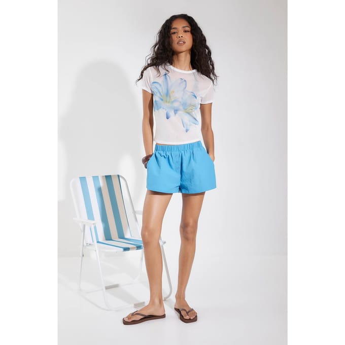 boohoo Dames Nylon Boxer-stijl Runner Shorts | Kobaltblauw | Maat: 44