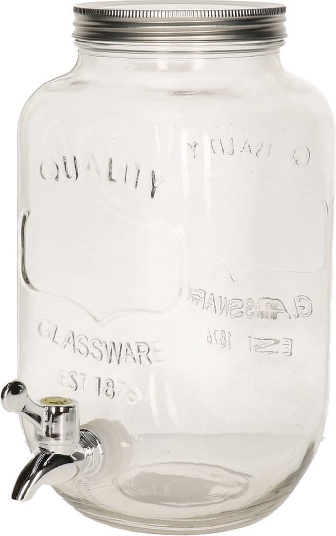 Drankdispenser - 3 liter - limonadetap - glas - 14,1 x 26,3 cm - met tapkraantje