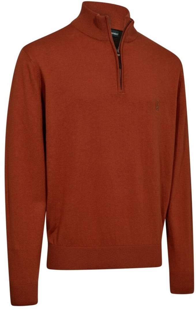 8119 Deerhunter Harrington ½-Zip Knit Oak Rust Melange-S