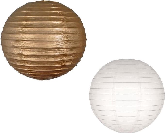Lampionnen pakket goud en wit 10x