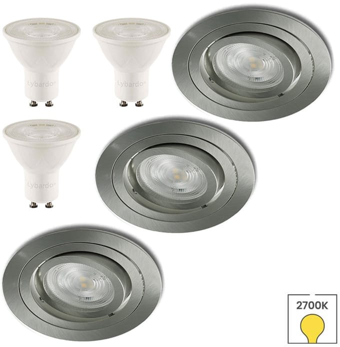 Lybardo - Inbouwspots extra klein 3-pack + LED Spot 3W - Warmwit Licht