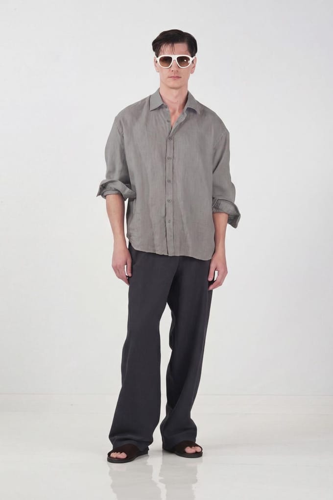 Overgroot Linnenmix Lange Mouwen Shirt