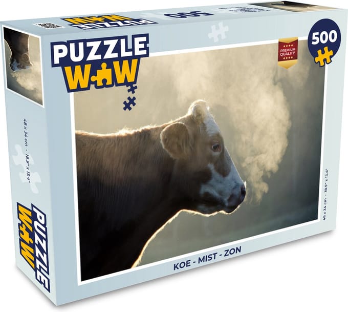 Puzzel Koe - Mist - Zon - Legpuzzel - Puzzel 500 stukjes