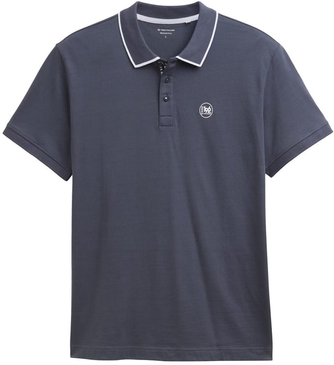 Tom Tailor - Piqué polo met print - Maat M - Blueish Grey