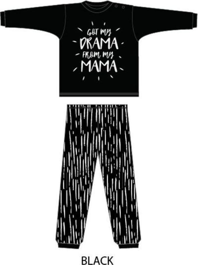 Fun2Wear - Pyjama Mama's Drama - Zwart - Maat 128 -