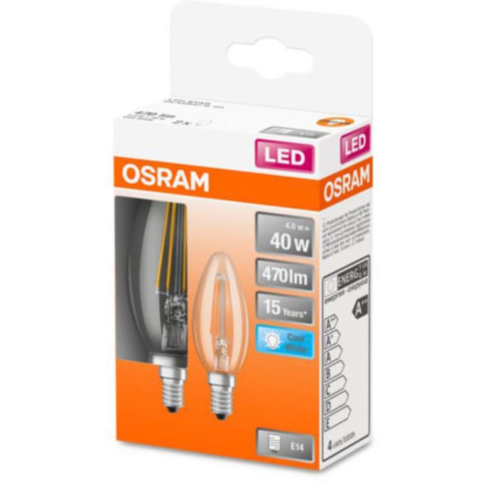 OSRAM Classic B LED lamp E14 4W 4000K helder 2/set