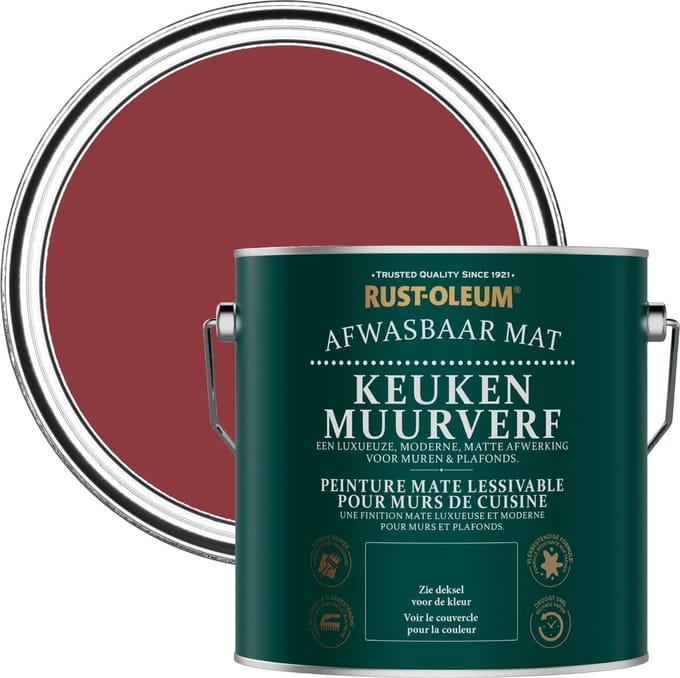 Rust-Oleum Rood Keuken muurverf - Imperium Rood 2,5L