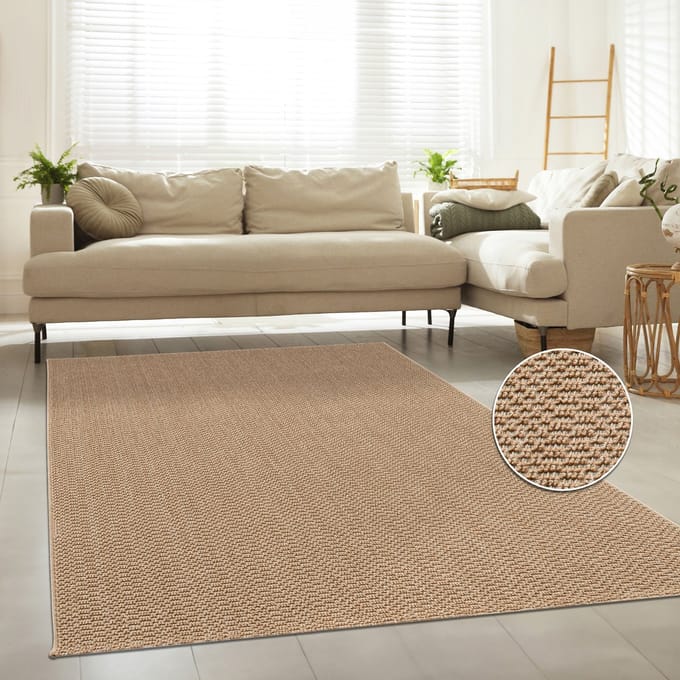 Flycarpets Laagpolig Vloerkleed Hamiber - Wol look - Beige
