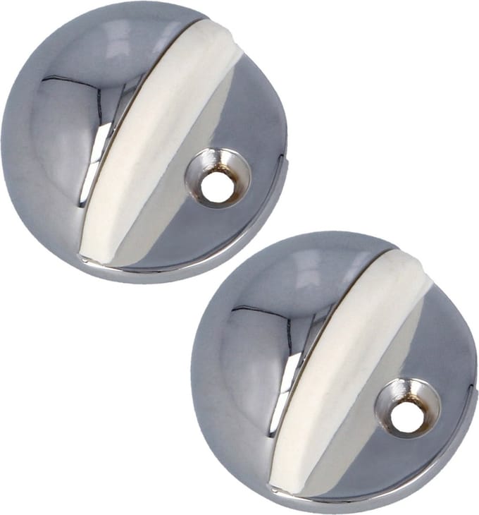 AMIG Deurstopper/deurbuffer - 2x - D45mm - inclusief schroeven - verchroomd
